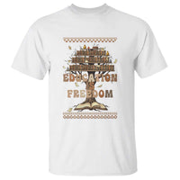 Education Is Freedom Teacher Gift T Shirt Inspirational Africa Map Book Stack - Wonder Print Shop