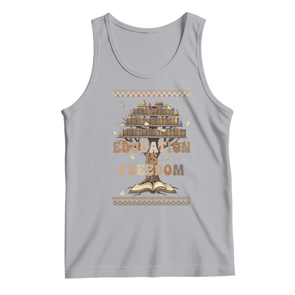Education Is Freedom Teacher Gift Tank Top Inspirational Africa Map Book Stack - Wonder Print Shop