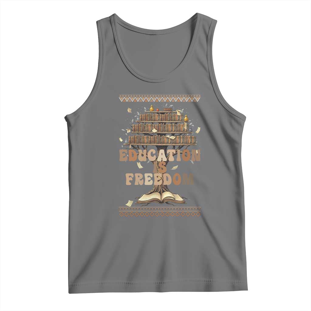 Education Is Freedom Teacher Gift Tank Top Inspirational Africa Map Book Stack - Wonder Print Shop