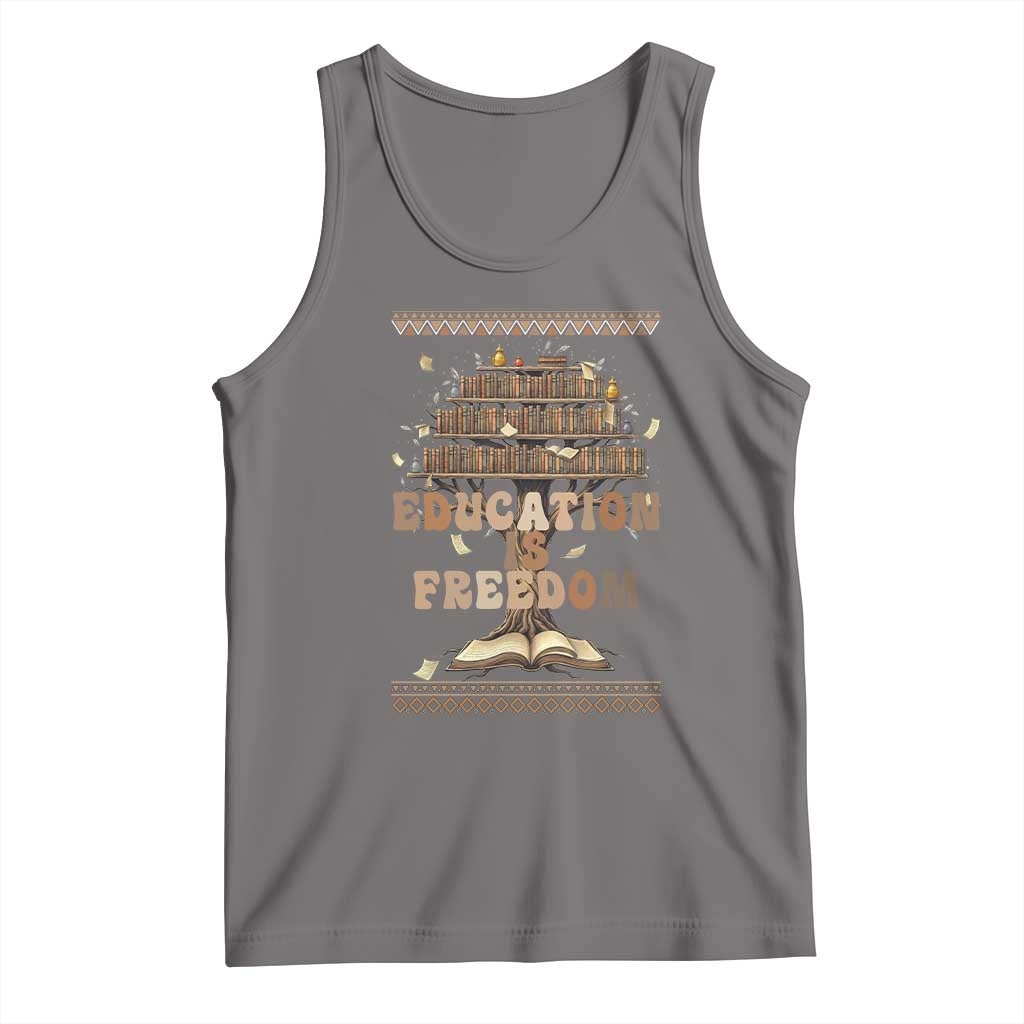 Education Is Freedom Teacher Gift Tank Top Inspirational Africa Map Book Stack - Wonder Print Shop