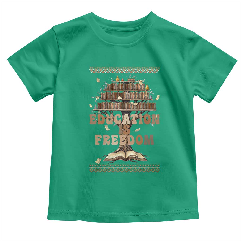 Education Is Freedom Teacher Gift Toddler T Shirt Inspirational Africa Map Book Stack - Wonder Print Shop