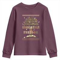 Education Is Freedom Teacher Gift Youth Sweatshirt Inspirational Africa Map Book Stack - Wonder Print Shop