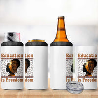 Education Is Freedom 4 in 1 Can Cooler Tumbler Black History Women Teacher Gift - Wonder Print Shop