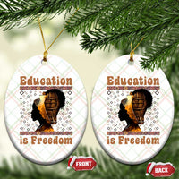 Education Is Freedom Ceramic Ornament Black History Women Teacher Gift - Wonder Print Shop