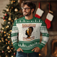 Education Is Freedom Ugly Christmas Sweater Black History Women Teacher Gift - Wonder Print Shop