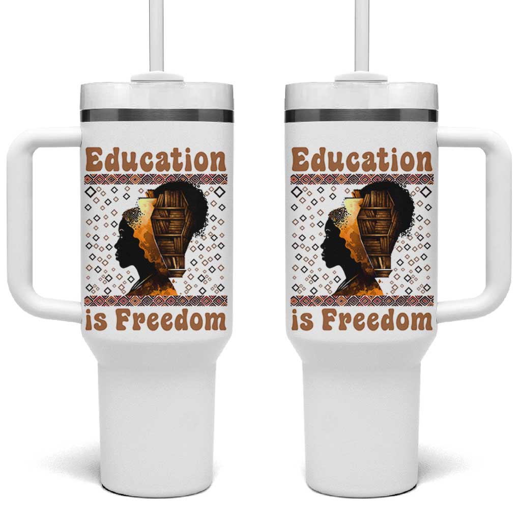 Education Is Freedom Tumbler With Handle Black History Women Teacher Gift - Wonder Print Shop