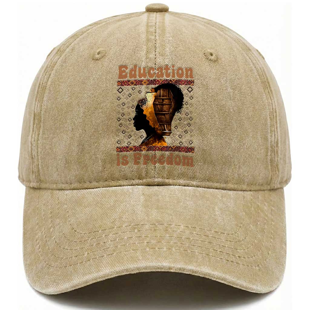 Education Is Freedom Washed Cotton Baseball Cap Black History Women Teacher Gift