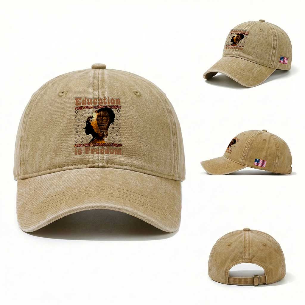 Education Is Freedom Washed Cotton Baseball Cap Black History Women Teacher Gift