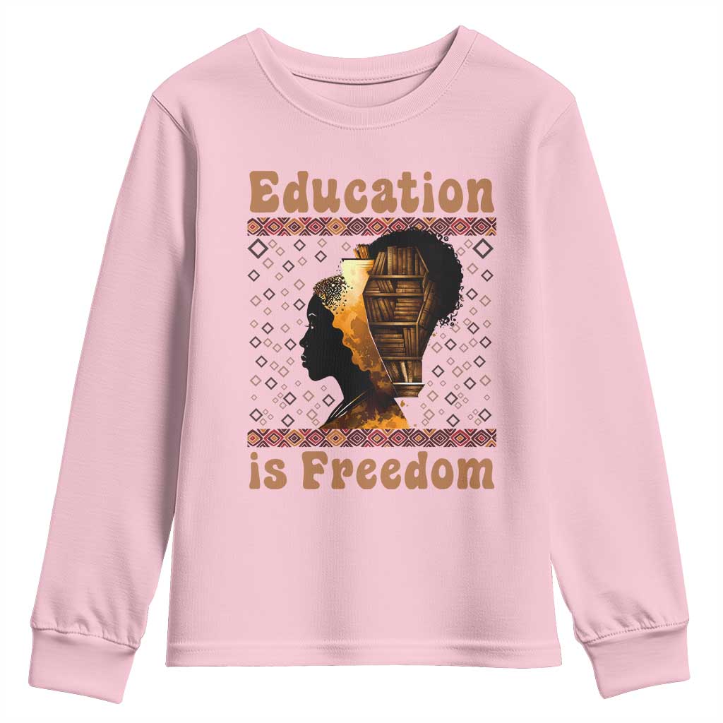 Education Is Freedom Youth Sweatshirt Black History Women Teacher Gift - Wonder Print Shop
