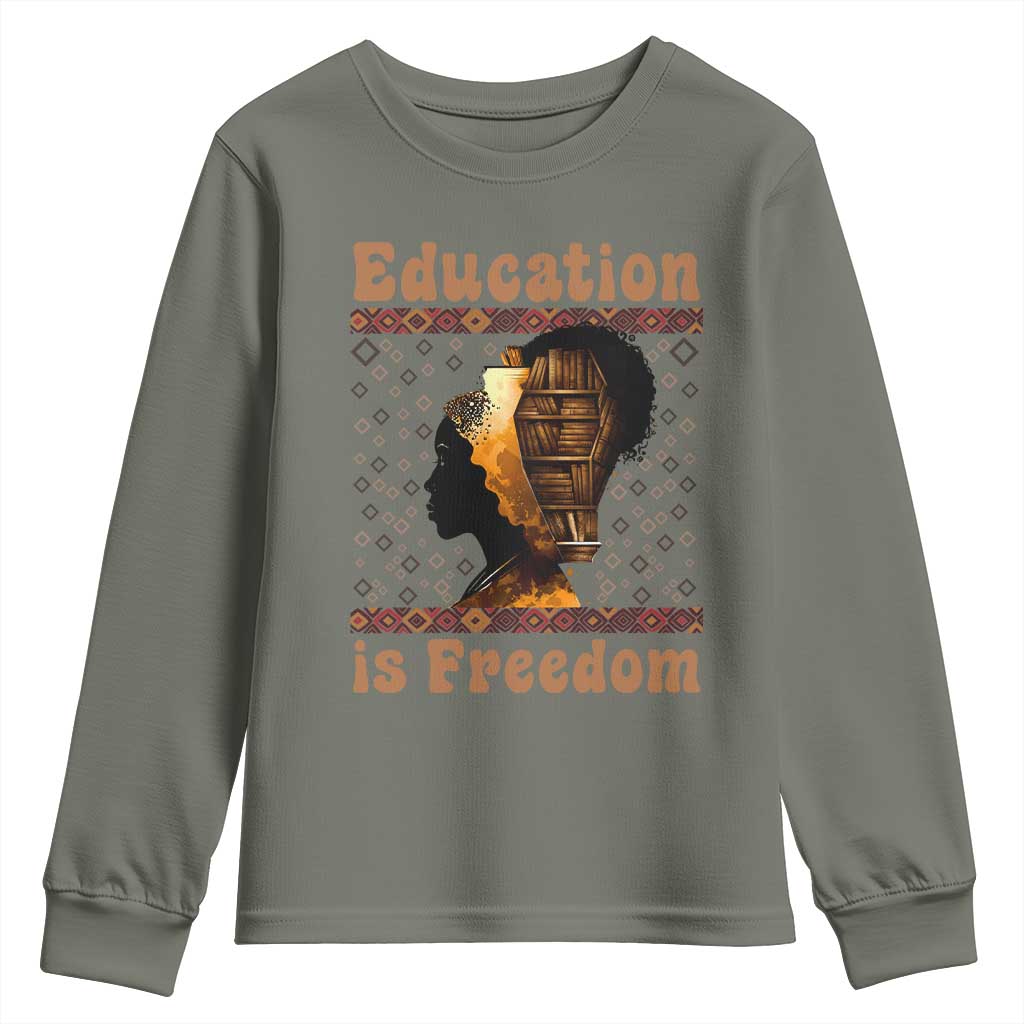 Education Is Freedom Youth Sweatshirt Black History Women Teacher Gift - Wonder Print Shop