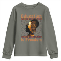 Education Is Freedom Youth Sweatshirt Black History Women Teacher Gift - Wonder Print Shop