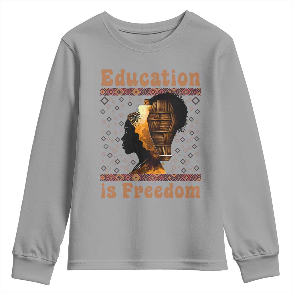 Education Is Freedom Youth Sweatshirt Black History Women Teacher Gift - Wonder Print Shop