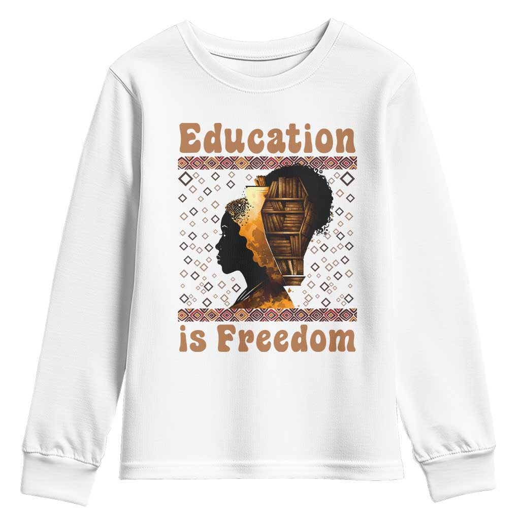 Education Is Freedom Youth Sweatshirt Black History Women Teacher Gift - Wonder Print Shop