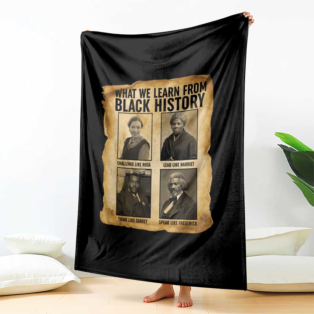 What We Learn From Black History Throw Blanket Vintage African American Leaders - Wonder Print Shop
