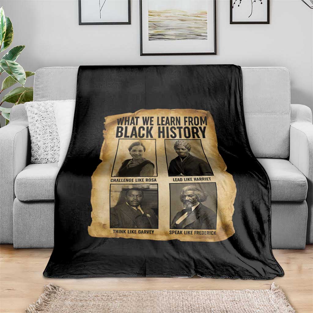 What We Learn From Black History Throw Blanket Vintage African American Leaders - Wonder Print Shop