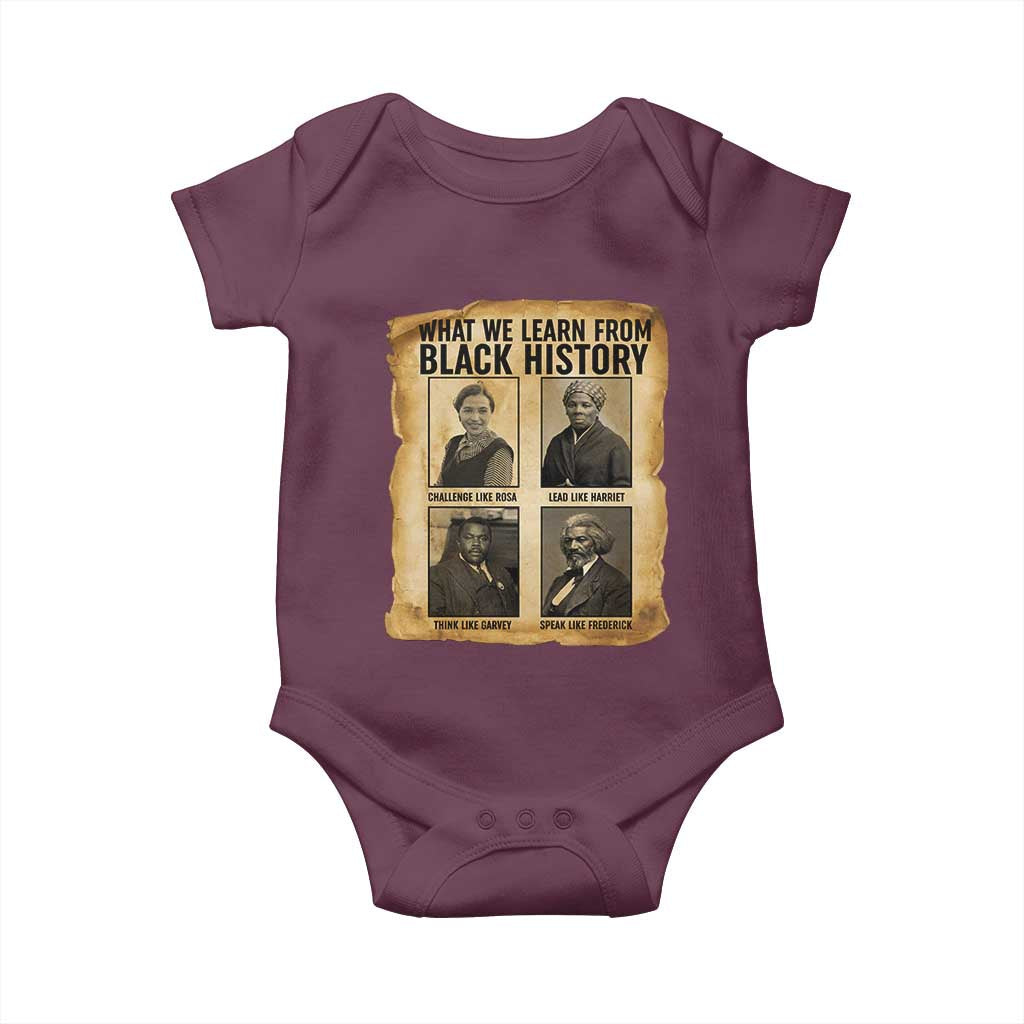 What We Learn From Black History Baby Onesie Vintage African American Leaders - Wonder Print Shop
