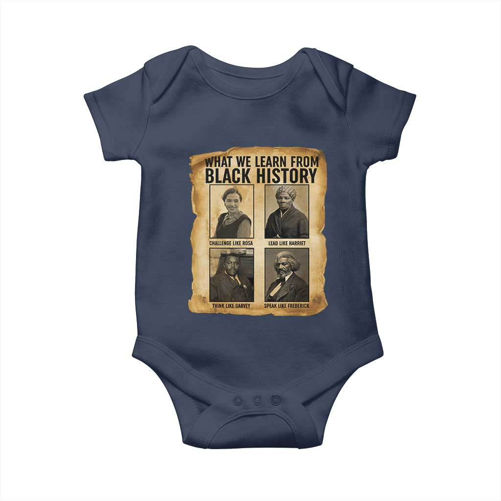 What We Learn From Black History Baby Onesie Vintage African American Leaders - Wonder Print Shop