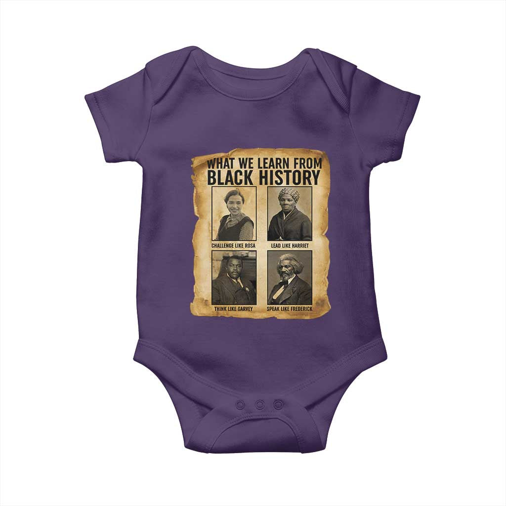 What We Learn From Black History Baby Onesie Vintage African American Leaders - Wonder Print Shop