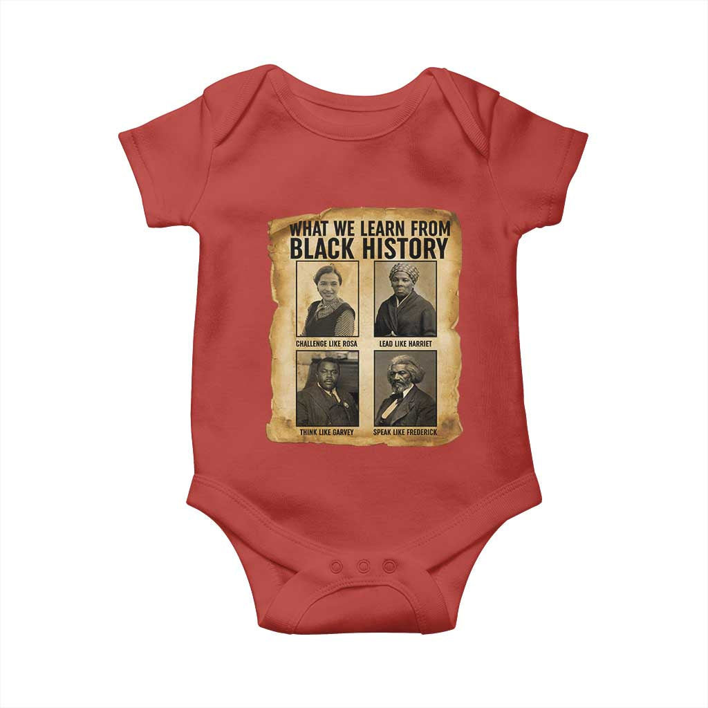 What We Learn From Black History Baby Onesie Vintage African American Leaders - Wonder Print Shop