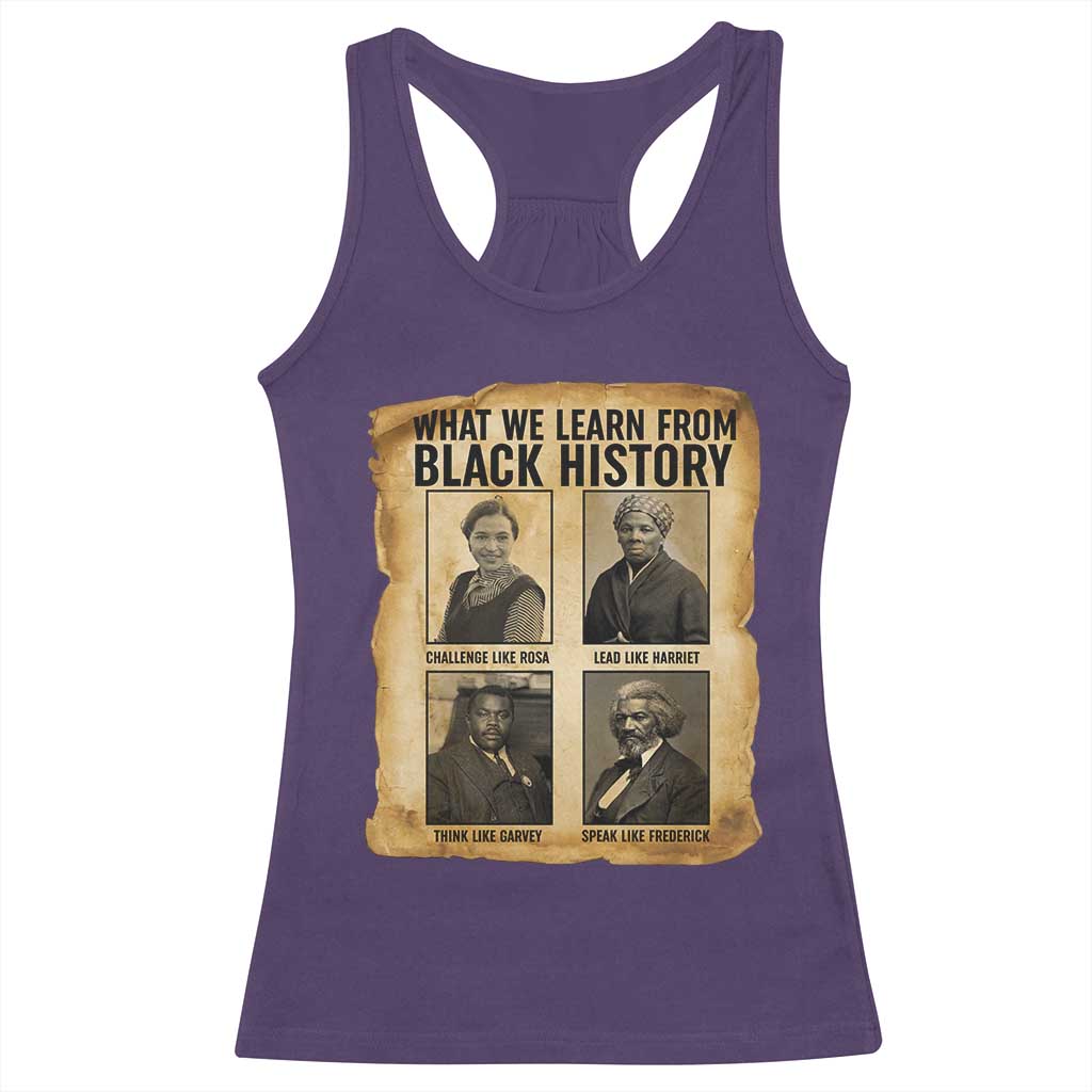 What We Learn From Black History Racerback Tank Top Vintage African American Leaders - Wonder Print Shop