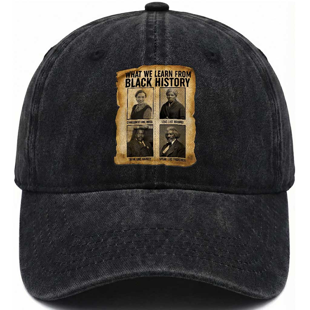 What We Learn From Black History Washed Cotton Baseball Cap Vintage African American Leaders