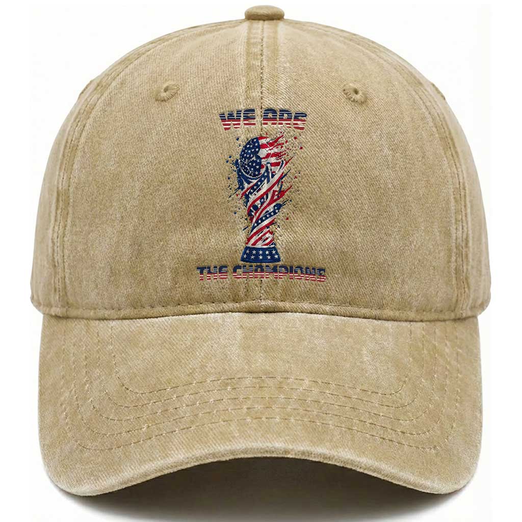 We Are Champions Washed Cotton Baseball Cap USA Soccer Lover Gift