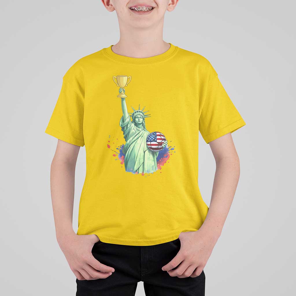 Statue Of Liberty Soccer Cup T Shirt For Kid USA Soccer Lover Gift