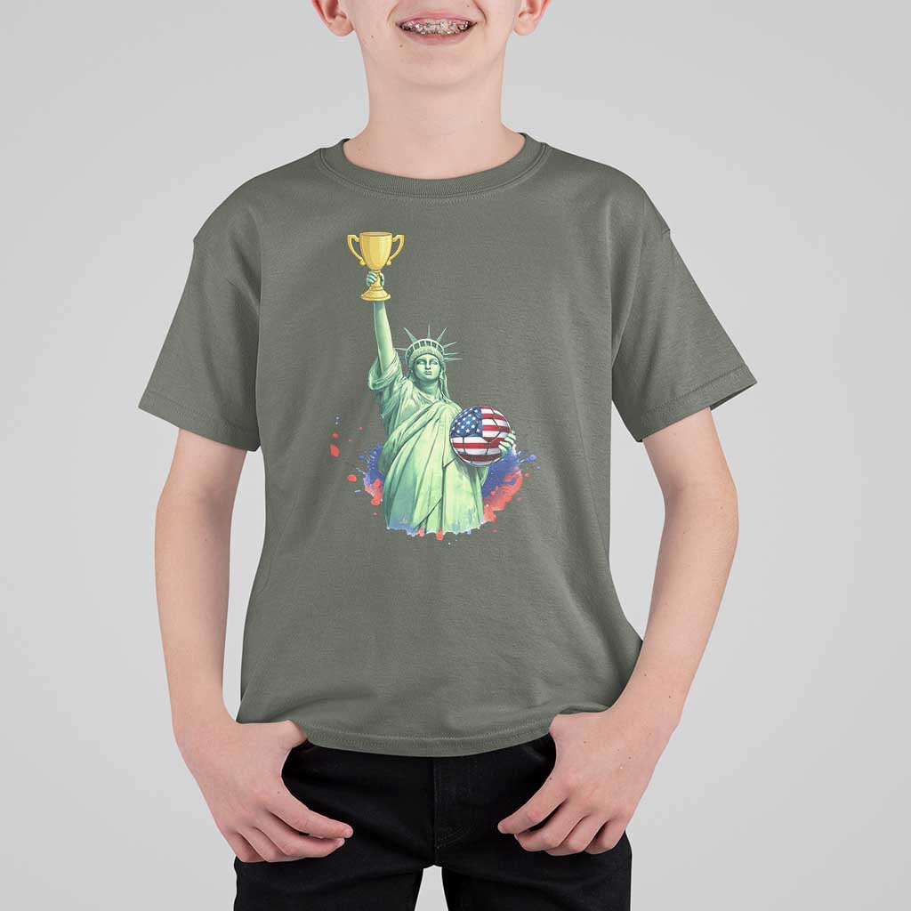 Statue Of Liberty Soccer Cup T Shirt For Kid USA Soccer Lover Gift