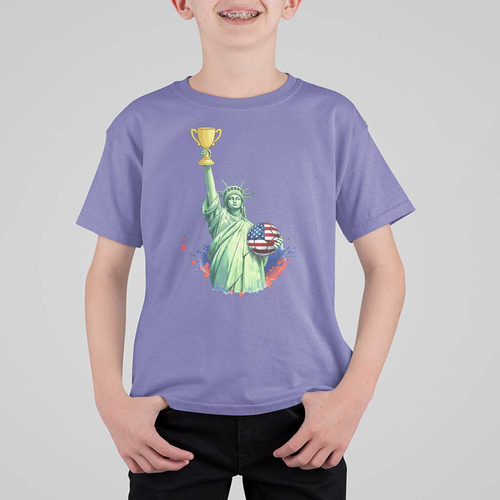 Statue Of Liberty Soccer Cup T Shirt For Kid USA Soccer Lover Gift