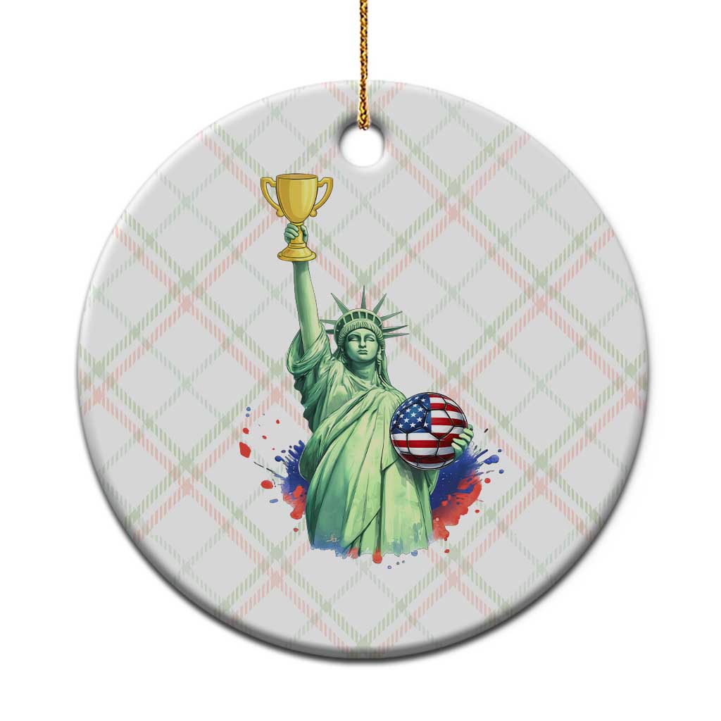 Statue Of Liberty Soccer Cup Ceramic Ornament USA Soccer Lover Gift