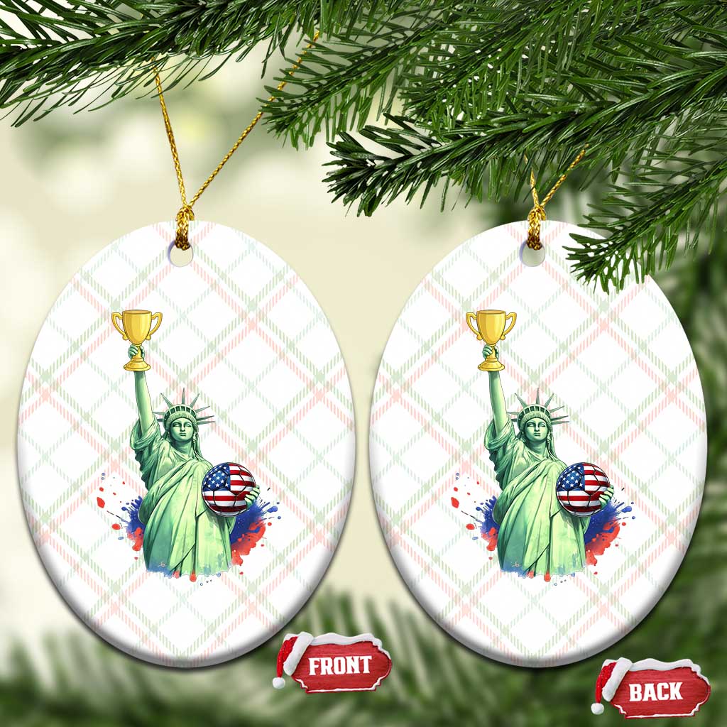 Statue Of Liberty Soccer Cup Ceramic Ornament USA Soccer Lover Gift