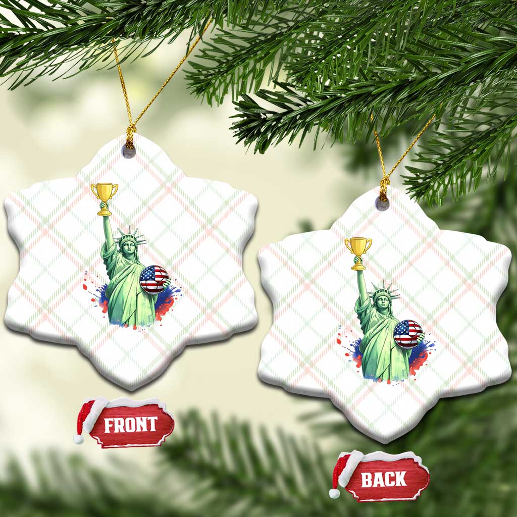 Statue Of Liberty Soccer Cup Ceramic Ornament USA Soccer Lover Gift