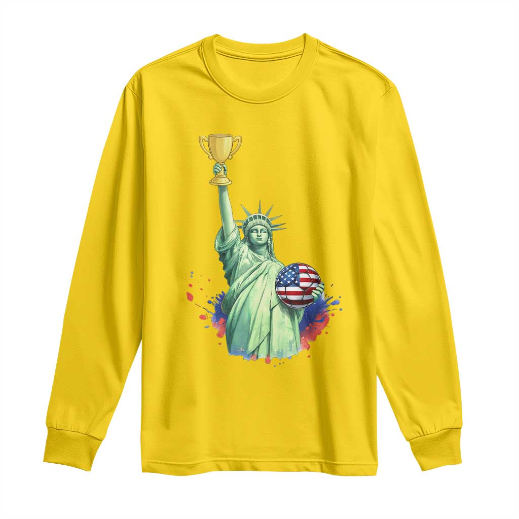 Statue Of Liberty Soccer Cup Long Sleeve Shirt USA Soccer Lover Gift