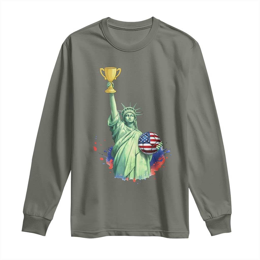 Statue Of Liberty Soccer Cup Long Sleeve Shirt USA Soccer Lover Gift