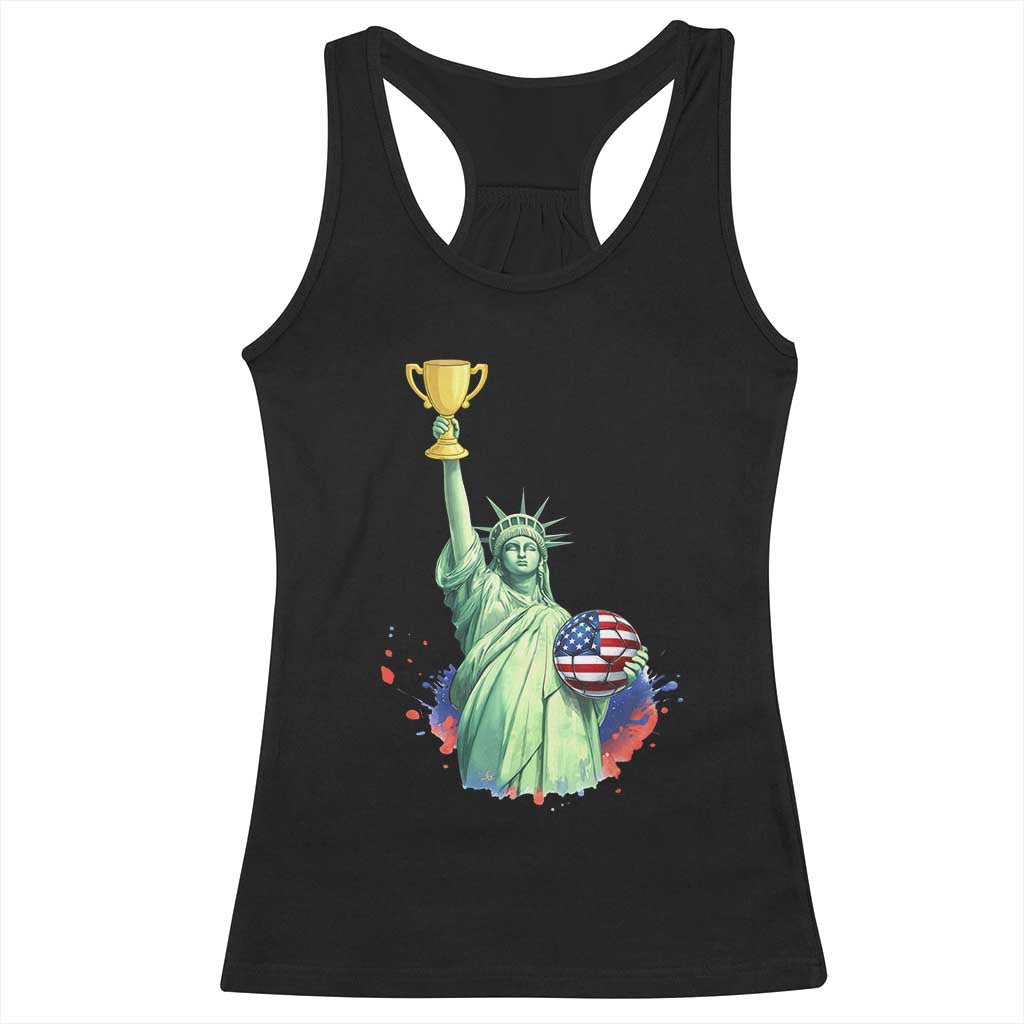 Statue Of Liberty Soccer Cup Racerback Tank Top USA Soccer Lover Gift