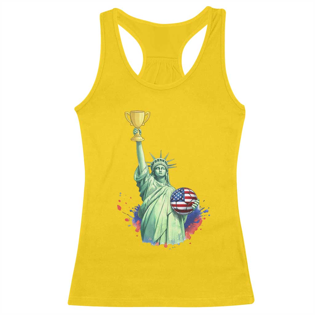 Statue Of Liberty Soccer Cup Racerback Tank Top USA Soccer Lover Gift