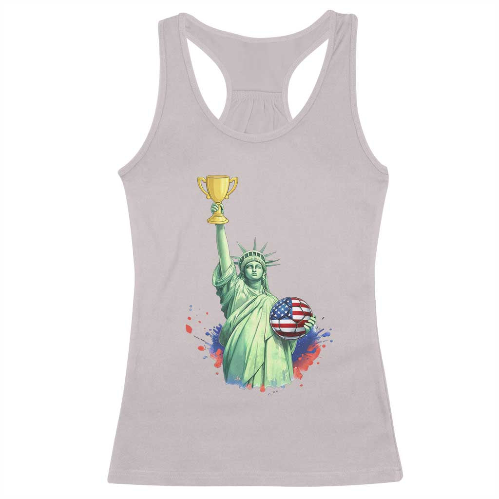 Statue Of Liberty Soccer Cup Racerback Tank Top USA Soccer Lover Gift