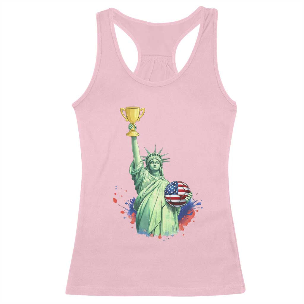 Statue Of Liberty Soccer Cup Racerback Tank Top USA Soccer Lover Gift