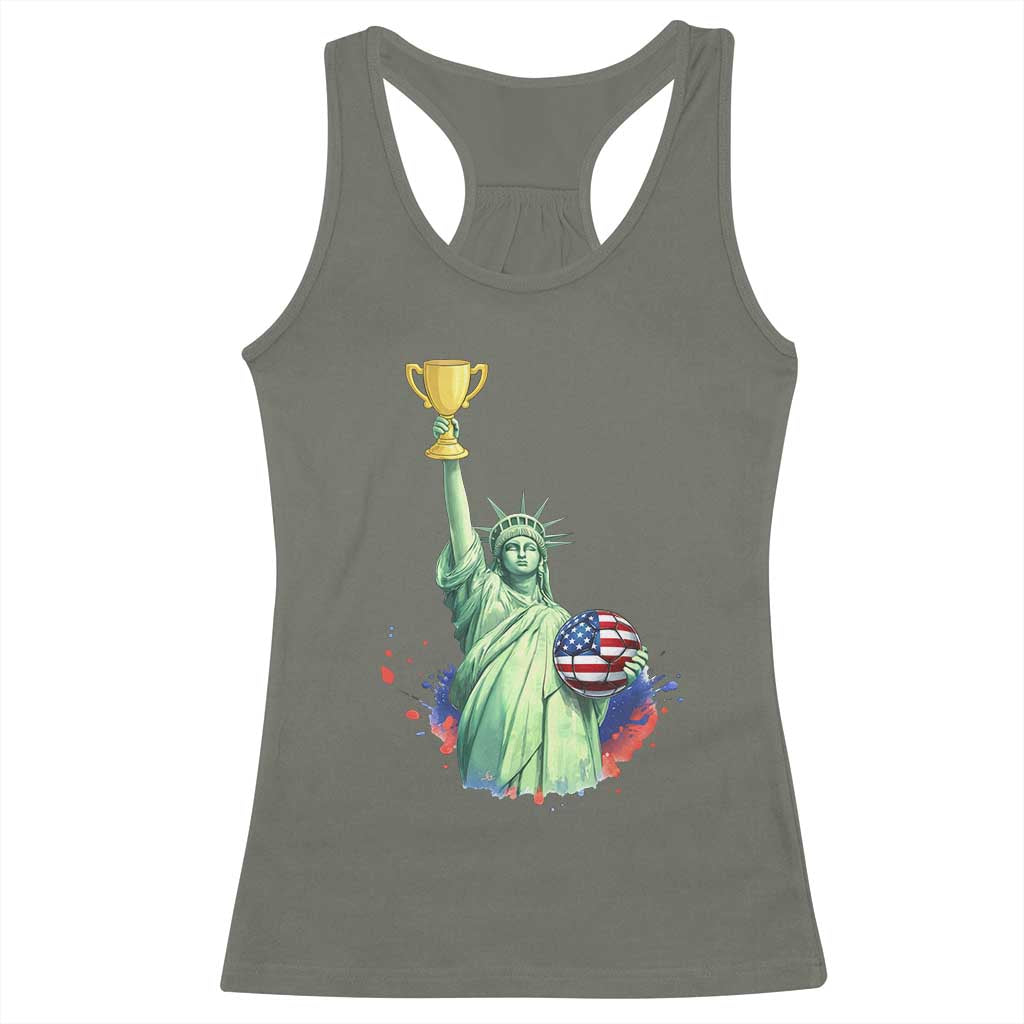 Statue Of Liberty Soccer Cup Racerback Tank Top USA Soccer Lover Gift