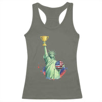 Statue Of Liberty Soccer Cup Racerback Tank Top USA Soccer Lover Gift