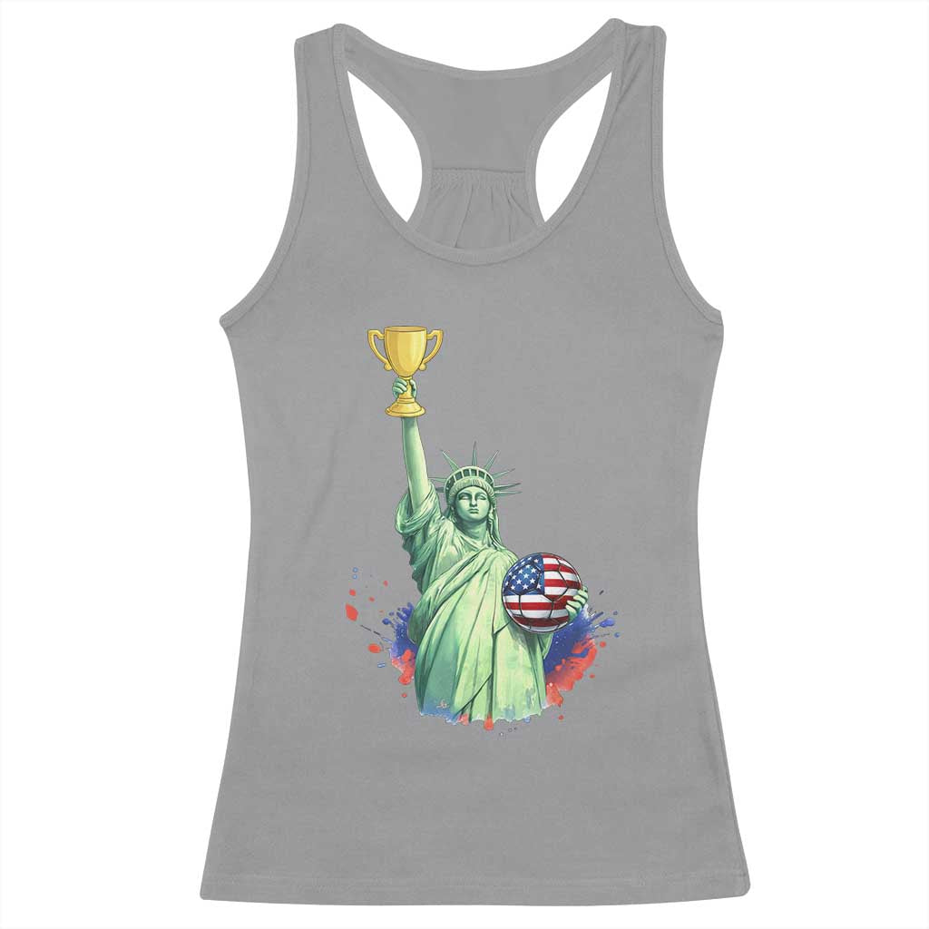 Statue Of Liberty Soccer Cup Racerback Tank Top USA Soccer Lover Gift