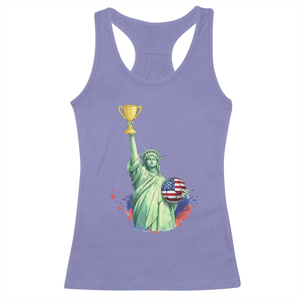 Statue Of Liberty Soccer Cup Racerback Tank Top USA Soccer Lover Gift