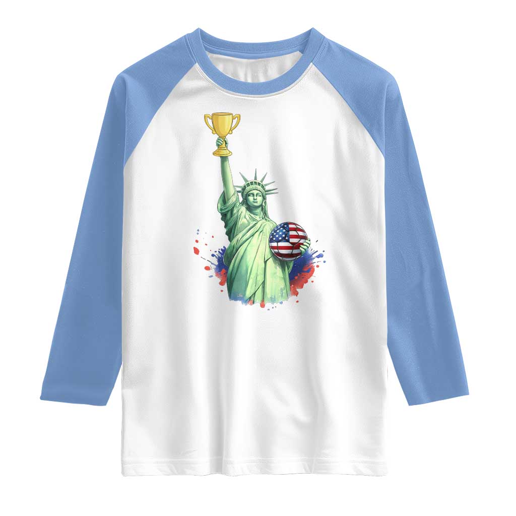 Statue Of Liberty Soccer Cup Raglan Shirt USA Soccer Lover Gift