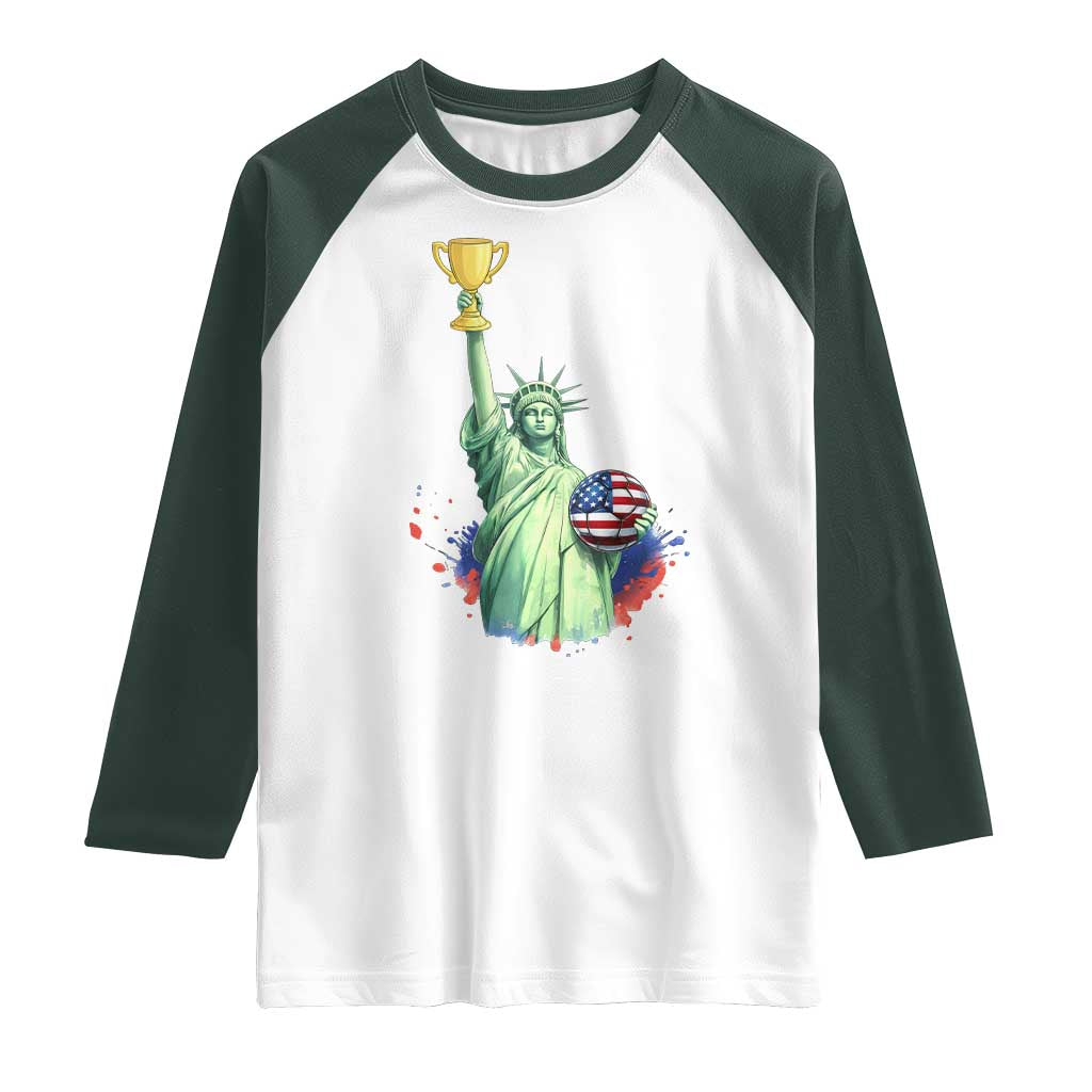 Statue Of Liberty Soccer Cup Raglan Shirt USA Soccer Lover Gift