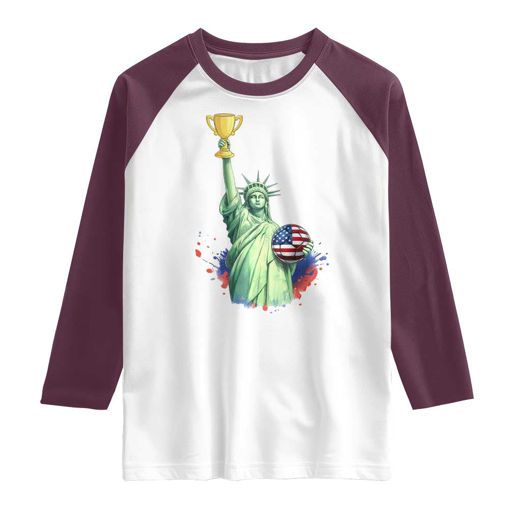 Statue Of Liberty Soccer Cup Raglan Shirt USA Soccer Lover Gift