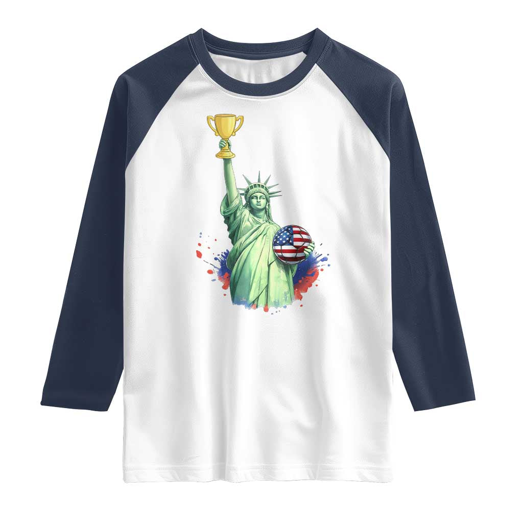Statue Of Liberty Soccer Cup Raglan Shirt USA Soccer Lover Gift