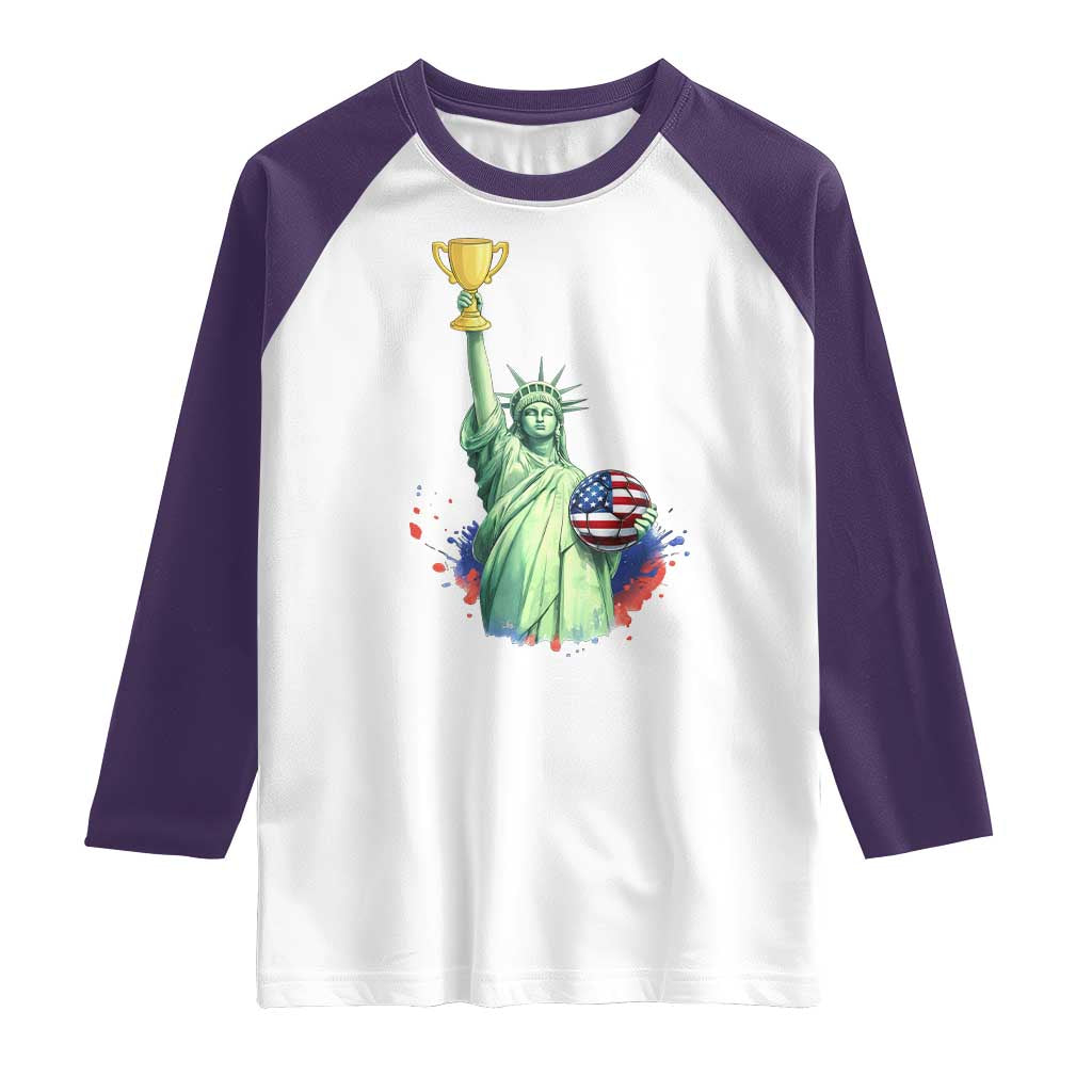 Statue Of Liberty Soccer Cup Raglan Shirt USA Soccer Lover Gift