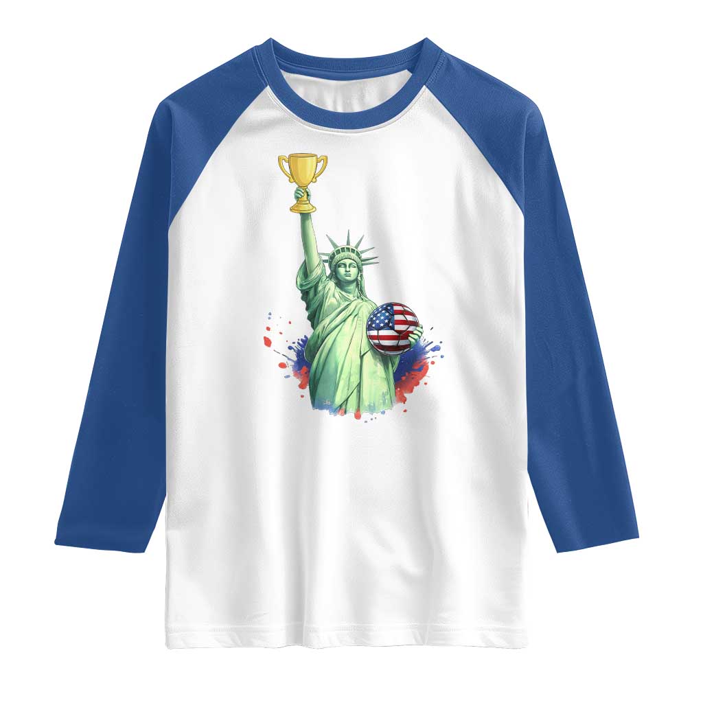 Statue Of Liberty Soccer Cup Raglan Shirt USA Soccer Lover Gift