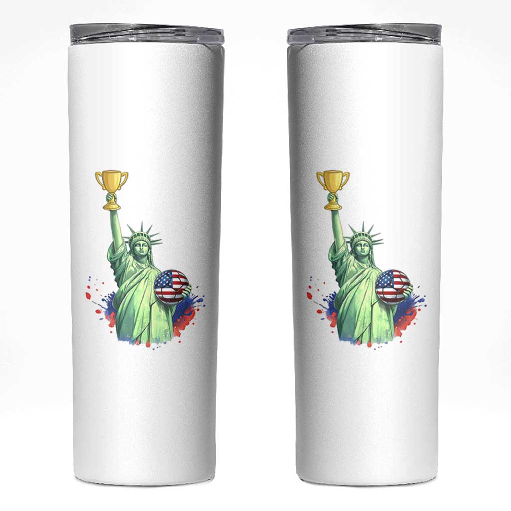 Statue Of Liberty Soccer Cup Skinny Tumbler USA Soccer Lover Gift
