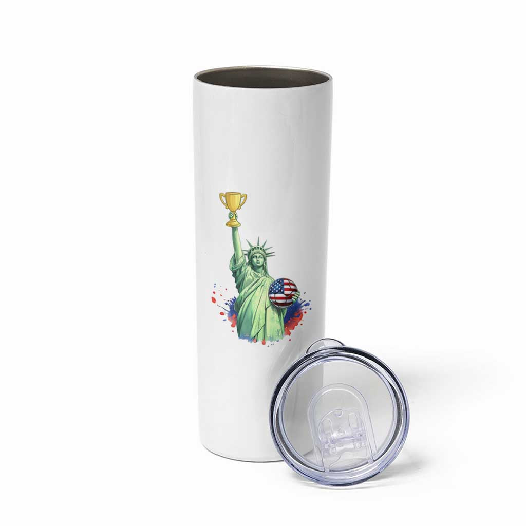Statue Of Liberty Soccer Cup Skinny Tumbler USA Soccer Lover Gift